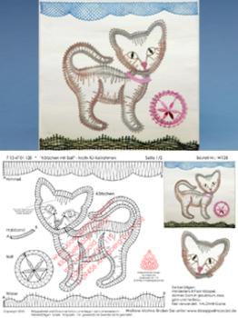 128 Klppelbrief Keilrahmenbild Ktzchen mit Ball