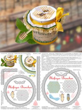 654 Klppelbrief Deko fr Honig-Glser "Fleiiges Bienchen"
