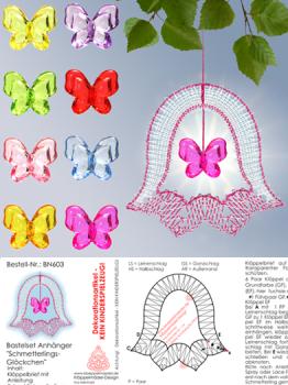 603 Bastelset "Schmetterlings-Glckchen" - Glcken-Klppelbrief mit 8 bunten Acryl-Schmetterlingen