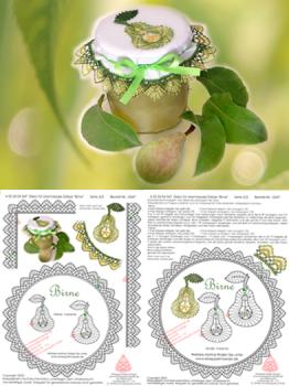 547 Klppelbrief Deko fr Marmelade-Glser "Birne"