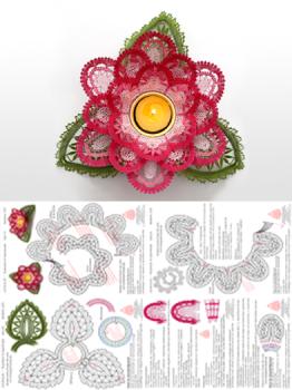 460 Klppelbrief  Rose fr Holz-Teelichthalter