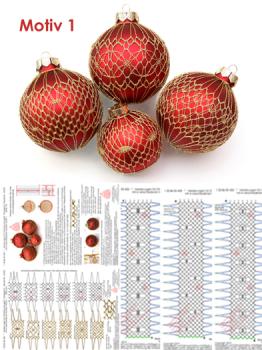 453 Klppelbrief Verzierungen fr groe Christbaumkugeln "Goldglanz"  6 verschiedene Muster - Motiv 1