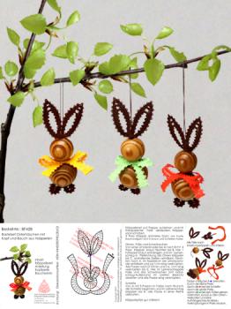 428 Bastelset Osterhschen mit Kopf und Bauch aus Holzperlen