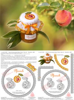 409 Klppelbrief Deko fr Marmelade-Glser "Pfirsich"