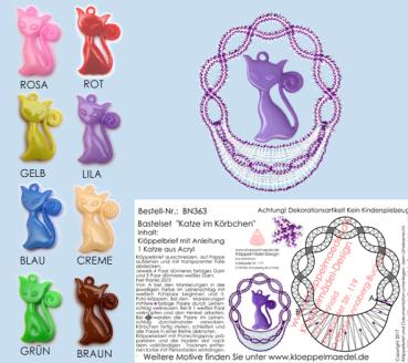 363 Bastelset Katze im Krbchen mit Katze aus Acryl
