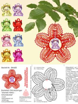 600 Bastelset "Maneki Neko - Glückskatzen" - Kirschblüte mit 8 bunten Acryl-Glückskatzen
