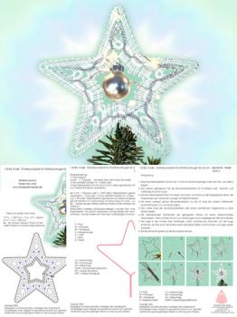 668 Klöppelbrief Christbaumspitze "Sternenzauber" passend zum Baumbehang für Christbaumkugeln oder Spiegelbeeren bis 2,5 cm