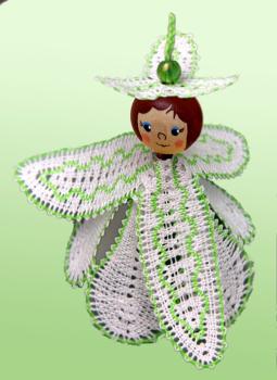 Preview: 197 Klöppelbrief  Frühlingselfe "Schneeglöckchen" ohne Holzköpfchen