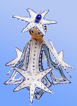 225 Klöppelbrief Wintersternchen "Schneekristall" ohne Holzköpfchen