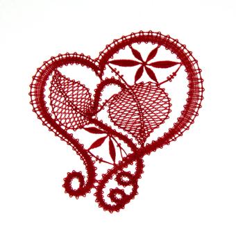 Preview: 153 Klöppelbrief Kleines Valentinsherz „Blüten und Blätter“