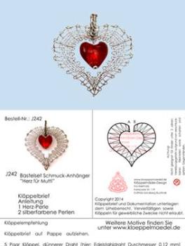 242 Klöppelschmuck Bastelset „Herz für Mutti“
