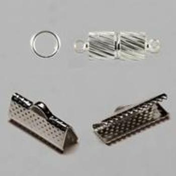 M020 Set Magnetverschluss + 2 Krampen 16x6mm + 2 Spaltringe klein - Einzelteile