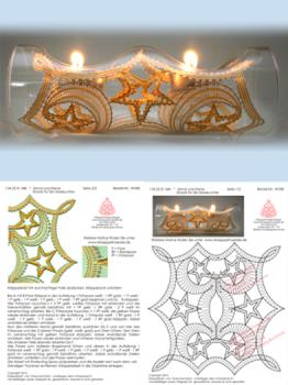 340 Klöppelbrief 3D- Einsatz "Mond und Sterne" für Glasleuchter