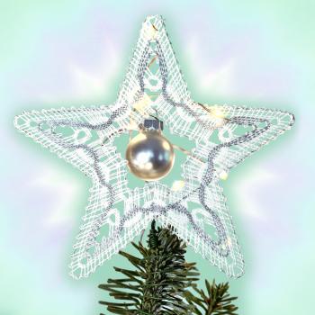 Preview: 668 Klöppelbrief Christbaumspitze "Sternenzauber" passend zum Baumbehang für Christbaumkugeln oder Spiegelbeeren bis 2,5 cm