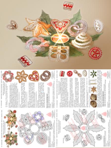444 Klöppelbrief  „Weihnachtsgebäck“ für Holz-Teelichthalter