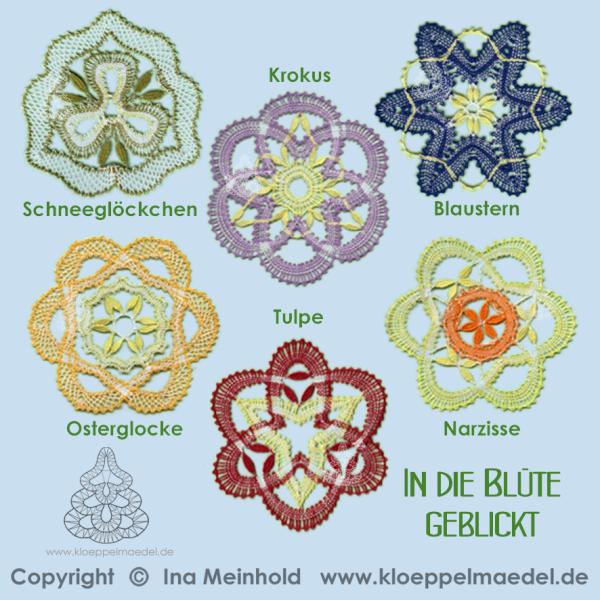 427 Klöppelbrief "Krokus und Tulpe” in die Blüte geblickt